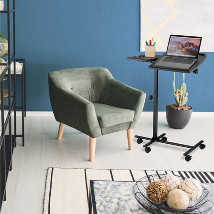 Height-adjustable laptop table with wheels