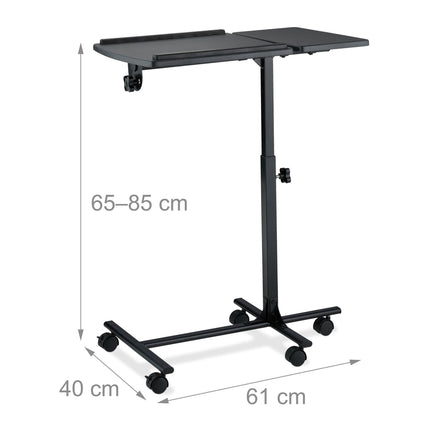 Height-adjustable laptop table with wheels
