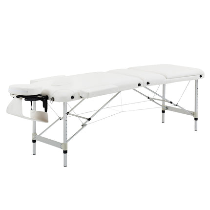 Height-adjustable massage table with cushion, white 215x60 cm