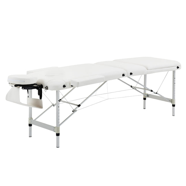 Height-adjustable massage table with cushion, white 215x60 cm