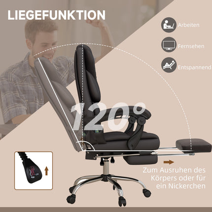 Ergonomic brown office chair with massage, 120 kg capacity