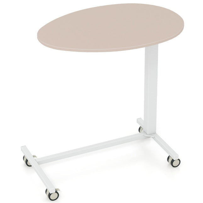 Height-adjustable side table with wheels Mobile laptop table 74-108 cm pink + white static load up to 75 kg