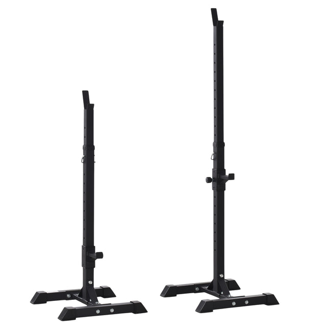 Halterstandaard, set van 2, halterrek, in hoogte verstelbaar halterrek, halter met rubberen voetdoppen, 105-160 cm, krachttraining, tot 150 kg, staal Aosom