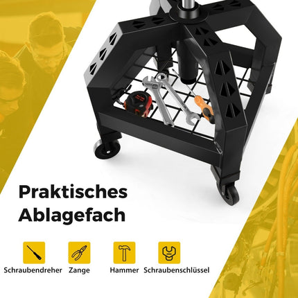 Height-adjustable workshop stool 150 kg load capacity with tool tray workshop chair black