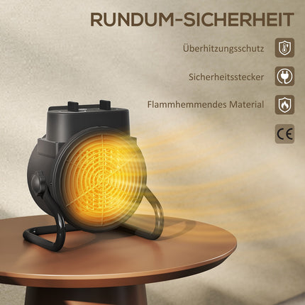 Heizlüfter, 3 Modi, Thermostat, Überhitzungsschutz, Schwarz