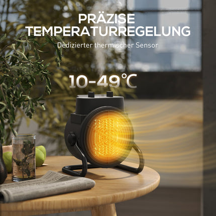 Heizlüfter, 3 Modi, Thermostat, Überhitzungsschutz, Schwarz