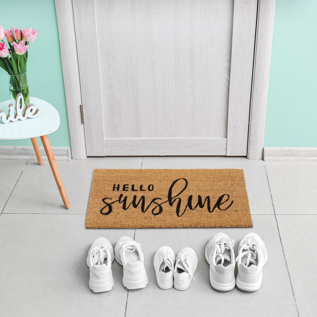 Hello Sunshine door mat in coconut