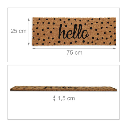 Hello coconut door mat with dots