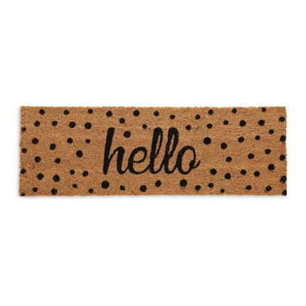 Hello coconut door mat with dots