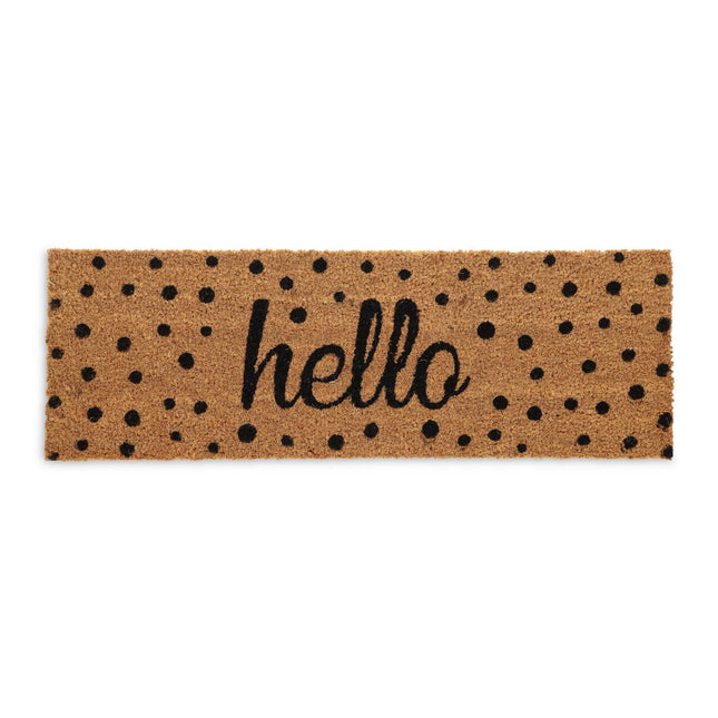 Hello coconut door mat with dots