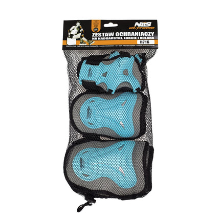 Helmet and Pads Set, Size M, Gray-Blue