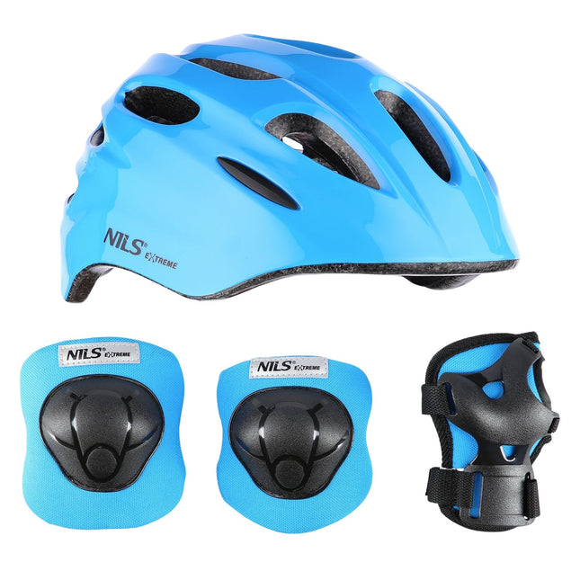 Helmet with Protectors Set, Blue, Size XS