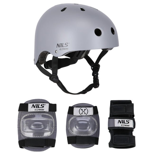 Helmet with Protectors Set, Gray, Size M