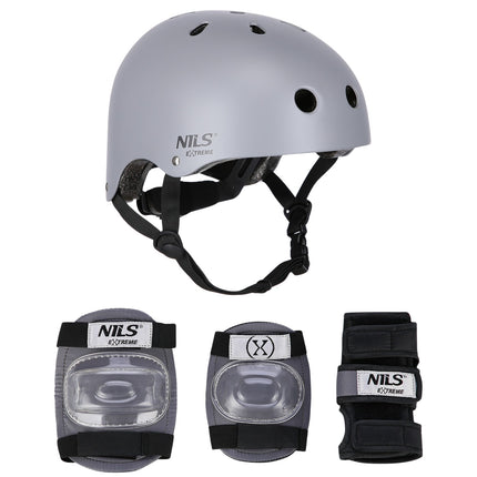 Helmet with Protectors Set, Gray, Size S