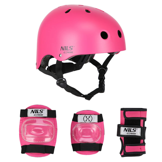 Helmet with Protectors Set, Pink, Size M