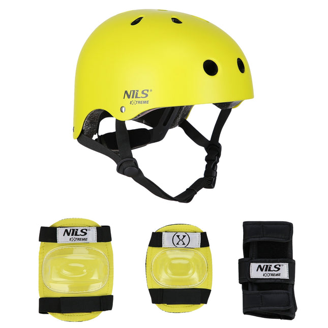 Helmet with Protectors Set, Yellow, Size S