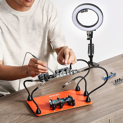 Helping Hands Soldering Station, 3X LED Magnifier, 5 Arms