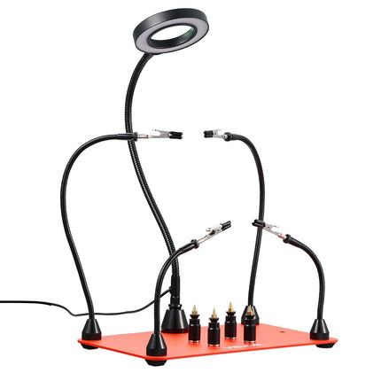 Helping Hands Soldering Station – 4 Arms, 3X LED Magnifier