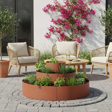 Herb Spiral Pyramid, 3-Piece Steel, Rust Finish