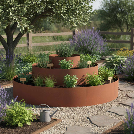 Herb Spiral Pyramid, 3-Piece Steel, Rust Finish