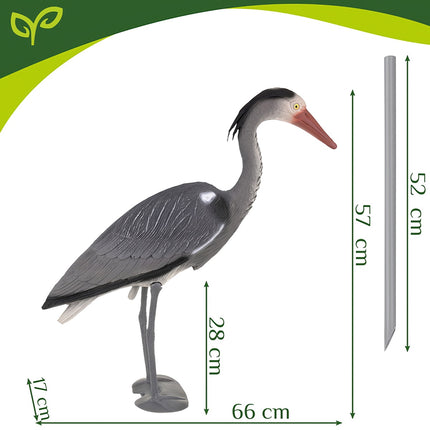 Heron Garden Figurine, 66 cm Gray PE, Stake-Mounted