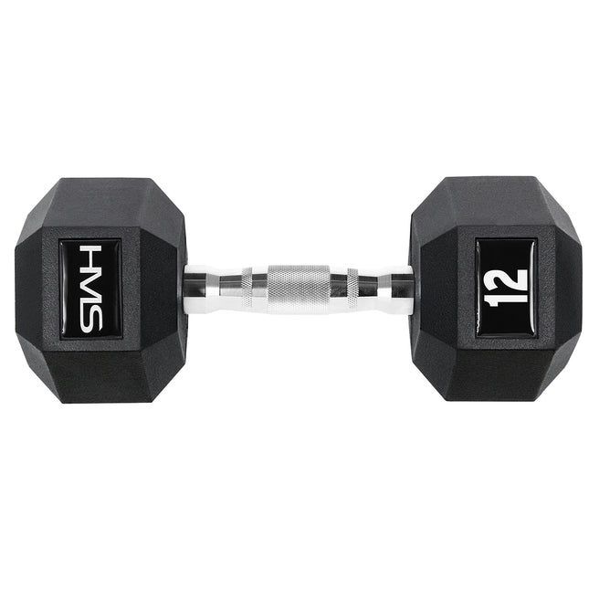 Hex Dumbbell 12 kg - Rubberen coating, anti-rol ontwerp