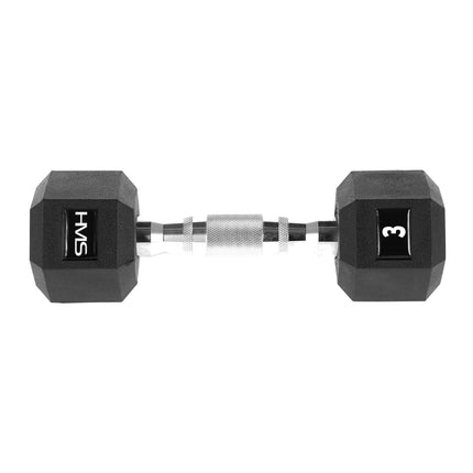 Hex Dumbbell 3 kg, Rubber-Coated, Knurled Handle