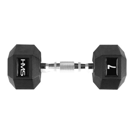 Hex Dumbbell 7 kg, Rubber Coated, Knurled Grip