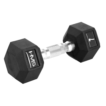 Hex Dumbbell 7 kg, Rubber Coated, Knurled Grip