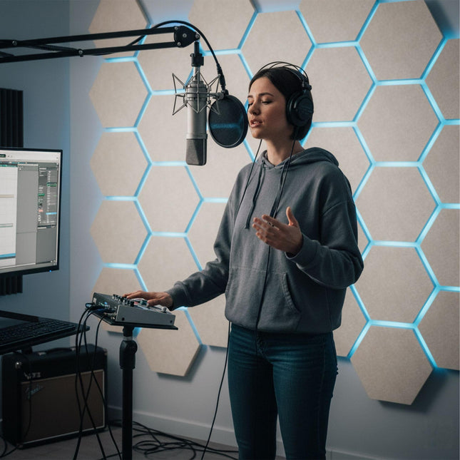 Hexagon Acoustic Panels, Self-Adhesive, Noise-Reducing