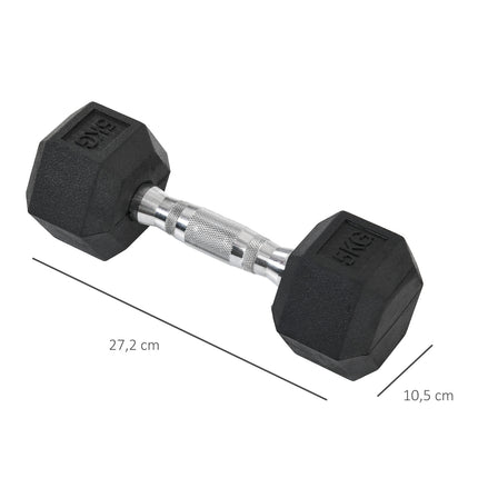 Hexagon dumbbells pair, 5 kg each, rubber coated cast iron
