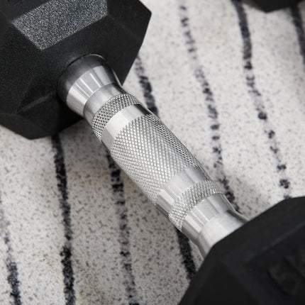 Hexagon dumbbells pair, 5 kg each, rubber coated cast iron