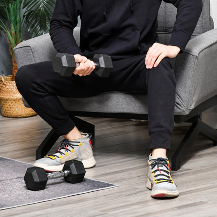 Hexagon dumbbells pair, 5 kg each, rubber coated cast iron