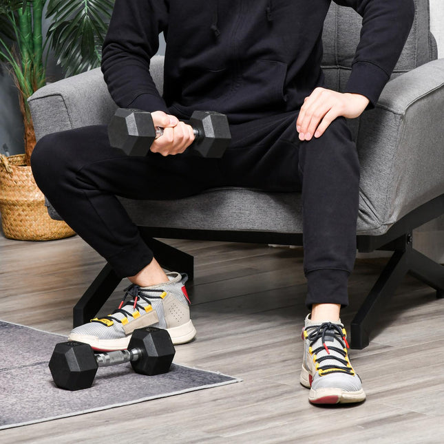 Hexagon dumbbells pair, 5 kg each, rubber coated cast iron