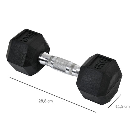Hexagon Dumbbells Set, 2x6 Kg, rubber coated cast iron