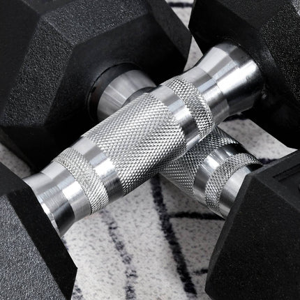 Hexagon Dumbbells Set, 2x6 Kg, rubber coated cast iron