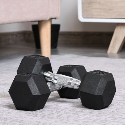 Hexagon Dumbbells Set, 2x4 kg, cast iron, knurled handles