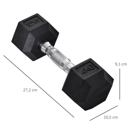 Hexagon Dumbbells Set, 2x4 kg, cast iron, knurled handles