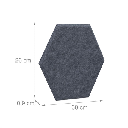 Hexagons in gray felt for bulletin board - 6 pcs