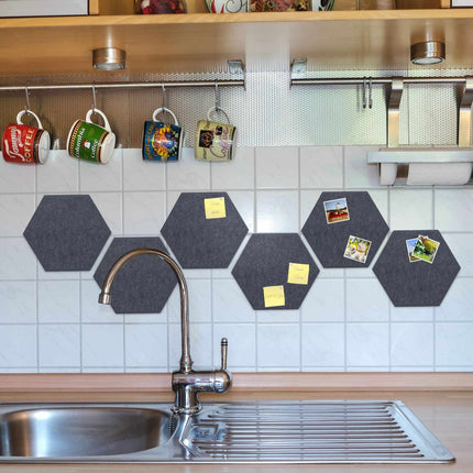 Hexagons in gray felt for bulletin board - 6 pcs