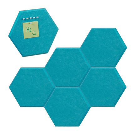 Hexagons of blue felt for pin board - 6 pcs
