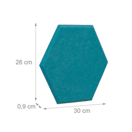 Hexagons of blue felt for pin board - 6 pcs