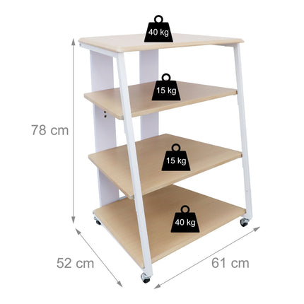 Hi-Fi Rack, 4 Shelves, Adjustable, Cable Organizer