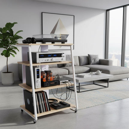 Hi-Fi Rack, 4 Shelves, Adjustable, Cable Organizer