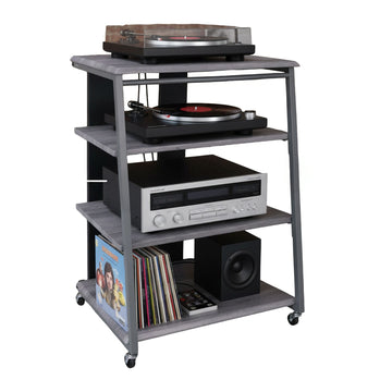 Hi-Fi Rack with 4 Adjustable Shelves and Cable Organizer