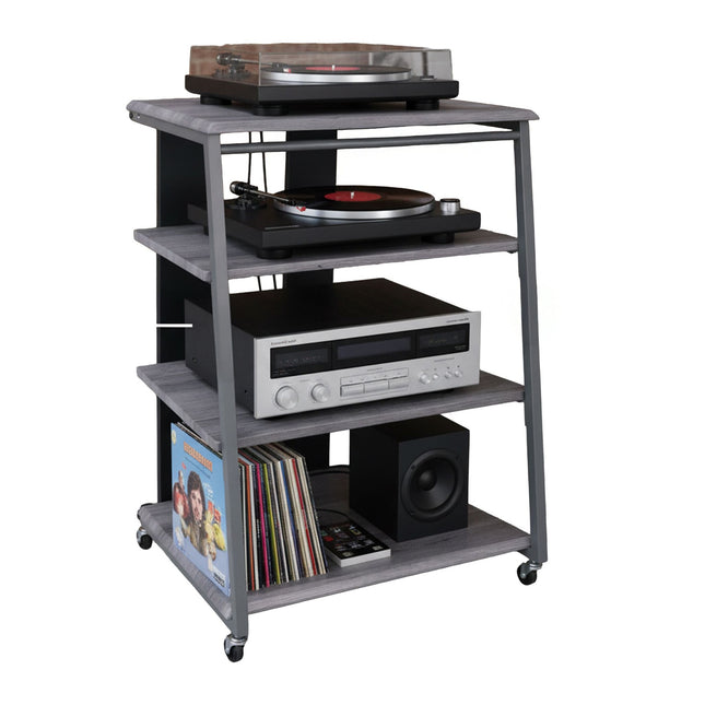 Hi-Fi Rack with 4 Adjustable Shelves and Cable Organizer