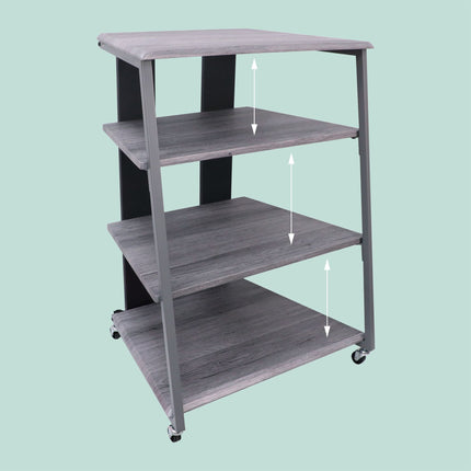 Hi-Fi Rack with 4 Adjustable Shelves and Cable Organizer