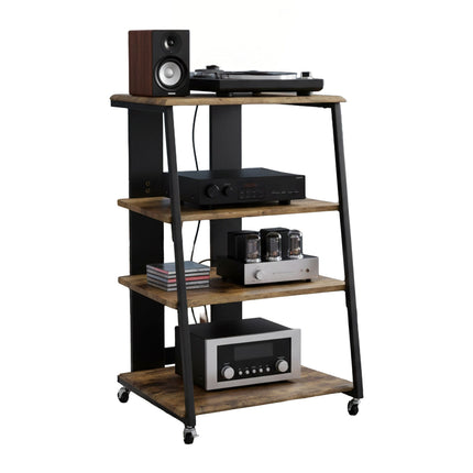 Hi-Fi Rack with 4 Shelves, Adjustable Height