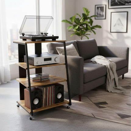 Hi-Fi Rack with 4 Shelves, Adjustable Height