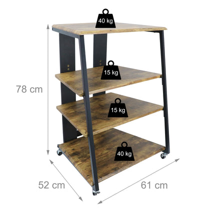 Hi-Fi Rack with 4 Shelves, Adjustable Height